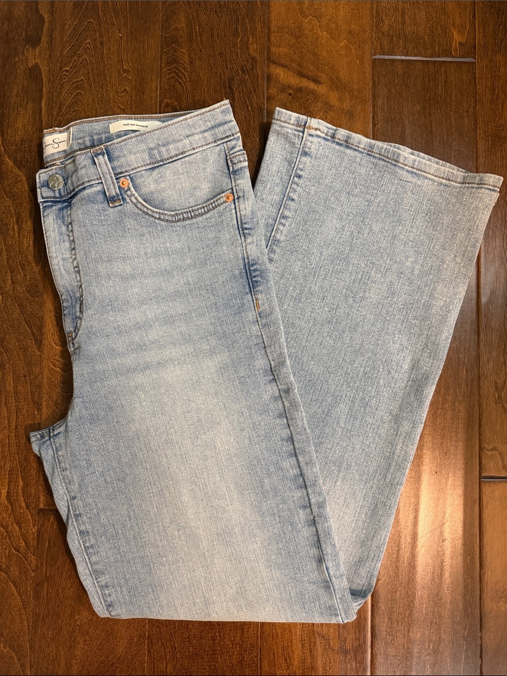 Women’s Jessica Simpson Light Blue Mid-Rise Wide Leg Boot Cut Jeans